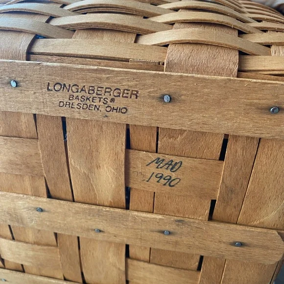 Longaberger 1990 Handcrafted Large Brown Woven Basket EUC